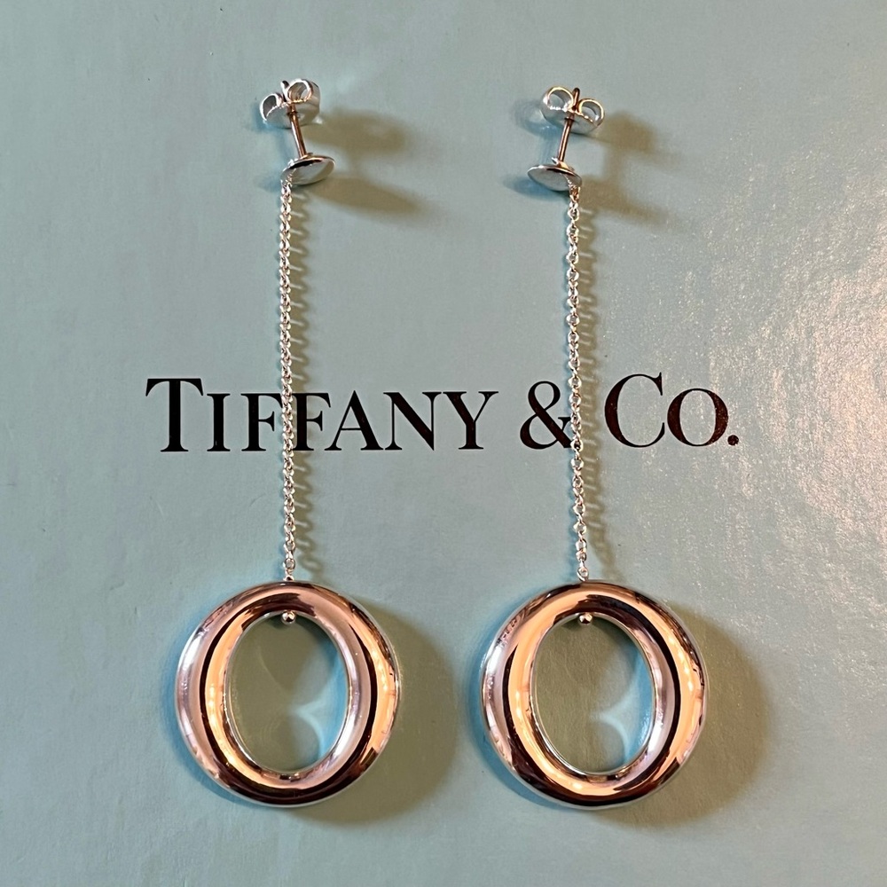 Tiffany & Co. Sterling Silver Elsa Peretti Sevillana O Drop Dangle Earrings